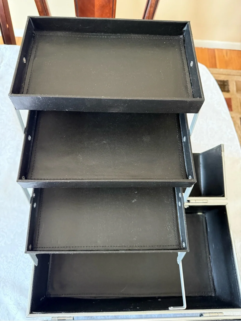 Arbonne Black Fold-Out Multi-Tier Makeup Organizer